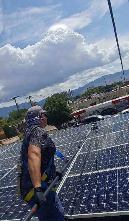 Solar Panel Cleaning person