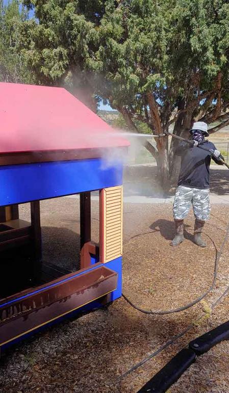 Power washing in Albuquerque park